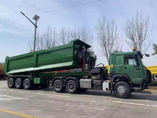 4-6L エンジン容量 6×4 駆動ホイール U型 後ろ傾斜式ダンプトレーラー 半トレーラー