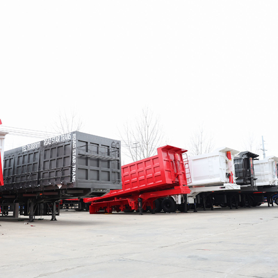 351-450hp ハーフパイプ 後部ダンプトラック トレーラー ティッパー 4軸のセミトレーラー 40cbm 80tons