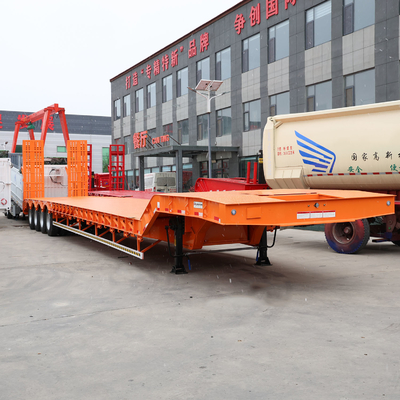 BPW/Fuwa Axles Low Bed Semi Trailer 60~80トンの重荷を運ぶため
