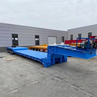 平床4軸 70トン40FT40トンのロード機 50トンの拡張式低床トラック ローボーイセミトレーラー