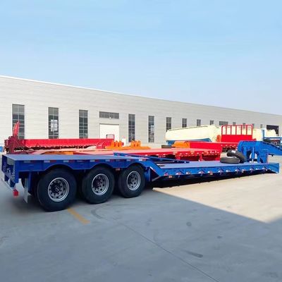 スチール3軸貨物低床半トレーラー 12m 15m 40FT 120トンの低床トラックトレーラー