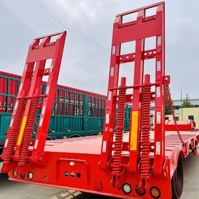 40 FT 3 軸葉スプリングサスペンション 80 トンの負荷容量のための低床半トレーラー