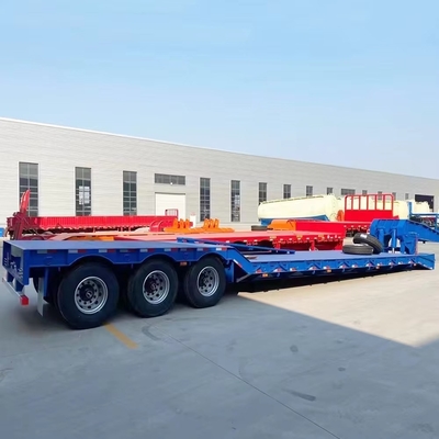 40 FT 3 軸葉スプリングサスペンション 80 トンの負荷容量のための低床半トレーラー